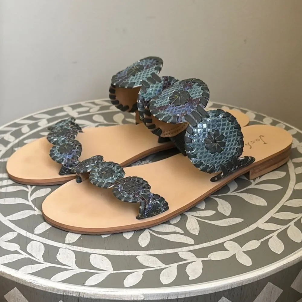 Jack Rogers Lauren Blue Slide Sandals sz 6